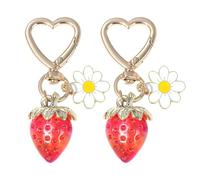 Porte-Clés Fraise Et Marguerite 2 Pièces, Porte-Clés Doux Et Mignons, Porte-Clés pour Filles, Porte-Clés Créatifs, Pendentifs De Décoration De Sac
