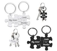Porte-clés frère sœur 2 pièces Acier Inoxydable Cadeau Anniversaire Amusant Petit Format avec boîte - Accessoire Humoristique pour Sac à Dos ou Trousseau