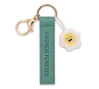 Porte-clés Friends Forever Bande en Similicuir 10cm avec Fleur-Vert