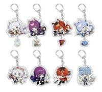 Porte Clés Frierens 8 Pcs Anime Figurine Frierens Cosplay Accessoire Keychain Pendentifs Decor Frierens Acrylique Porte Clef Set
