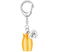Porte-clés funéraire pour animal de compagnie - Urne cylindrique pour chien - Urne funéraire pour chien - Urne commémorative avec empreinte de patte - Porte-clés de condoléances