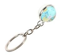 Porte-clés globe en verre pendentif carte du monde, mini porte-clés créatif carte de la terre pour hommes et femmes, accessoire de sac à main sphère de cristal et décoration de sac à main