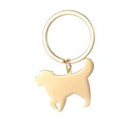 Porte-clés golden retriever mignon en acier chiot animaux cadeaux déclaration clés (Plaqué Or)