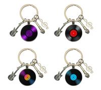 Porte-Clés Gramophone Rétro 4 Pièces, Porte-Clés Thème Musique, Porte-Clés Créatifs, Porte-Clés Décoratifs, Porte-Clés Cadeaux