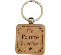 Porte-Clés Gravé en Bois de Hêtre Naturel - Cadeau Chantier Unique et Humoristique Métier Bâtiment Cadeau Noël Anniversaire pour Collègue de Travail, Amis, Famille