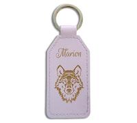 Porte-clés gravé en Cuir PU. Personnalisez le avec votre texte et un dessin au choix 8 Coloris disponibles.