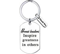 Porte-clés « Great Leaders Inspire Greatness in Others » Cadeau de remerciement pour entraîneur, patron, collègues, argenté, M
