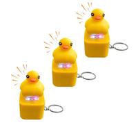 Porte-clés grenouille avec bouton sonore, porte-clés lézard pour enfants avec lumières colorées et bouton sonore, pendentif de clé, petit canard jaune, porte-clés amusant de voiture pour soulager le