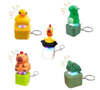 Porte-clés grenouille avec bouton sonore, porte-clés lézard pour enfants avec lumières colorées et bouton sonore, pendentif de clé, petit canard jaune, porte-clés amusant de voiture pour soulager le