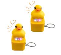 Porte-clés grenouille avec bouton sonore, porte-clés lézard pour enfants avec lumières colorées et bouton sonore, pendentif de clé, petit canard jaune, porte-clés amusant de voiture pour soulager le