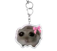 Porte-clés Hamster Triste, Porte-clés Meme Hamster Triste Sacs à Main Animal Mignon Pendan Hamster Triste Accessoire Roman Dessin Animé Porte-clés pour Adultes, Cadeaux