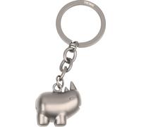 TROIKA Porte-clés rhinocéros - HAPPY RHINO - Rhinocéros rond et de bonne humeur, porte-clés animal cadeau mignon - métal moulé - chromé - gunmetal Original