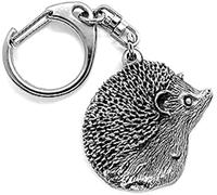 Porte-clés hérisson en étain avec pochette cadeau, Argenté., taille unique