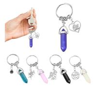 Porte Clés Hexagonal - Pendentif Ange Électroplaqué | Colonne Géométrique Charm | Style Pierre Naturelle Crochet pour Sac Clés Jean Décoration Cadeau