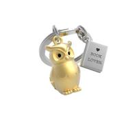 Generique - Porte-clés Hibou doré mat avec livre chromé - alliage de zinc 3,5x2x8 cm