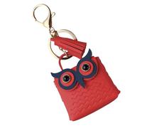 Porte-clés hibou en cuir - Porte-clés en cuir pour petit sac, porte-monnaie chouette, porte-clés chic animal pompon porte-clés pour accessoires de mode pour sacs pour adultes, rose vif, Refer to