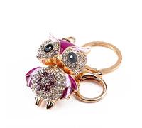 Porte-clés Hibou Mignon en Cristal Violet, Pendentif Sac à Main Accessoire de Décoration pour Clés