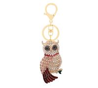 Porte-clés hibou pour femme, Porte-clés animal hibou mignon pour filles, Porte-clés Chouette Feuille Verte Étincelante, Porte-clés branche d'arbre hibou en strass, Porte-clés Oiseau hibou punk