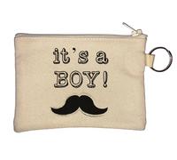 Porte-clés humoristique avec moustache It's A Boy Beige