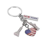 Porte-Clés I Love New York - Pendentif Architecture Drapeau Cœur - Souvenir Voyage Clé Voiture