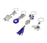 Porte-clés œil Bleu Porte-bonheur éléphant Main Tortue Ensemble de Porte-clés pour Hommes et Femmes Porte-clés en Métal pour un Usage Quotidien