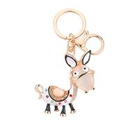 Porte-clés œil de chat incrusté d'âne mignon - Accessoire de voiture - Petit cadeau, blanc, taille unique