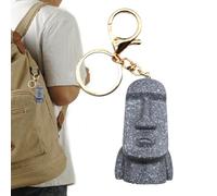 Porte-clés île de Pâques - Pendentif statue de tête de 62 g pour homme et femme, décoration en pierre largement applicable pour sac, téléphone portable, accessoires de chambre familiale | Porte-clés
