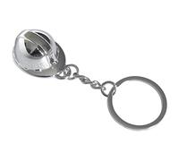Porte-clés imitation casque acier chromé de sécurité protection civile, pompier.