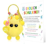 Porte-clés inscription scolaire, porte-clés peluche écolier, porte-bonheur rentrée scolaire garçon fille, cadeau inscription scolaire porte-clés enfin écolier porte-bonheur école (jaune)