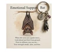 Porte-clés Inspirant De Chauve-Souris Émotionnelle, Porte-clés Inspirant en Métal, Pendentif De Chauve-Souris avec Carte De vers D'encouragement Et Boîte Cadeaux(1SET)
