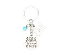Porte-clés inspirant en acier inoxydable « She Believed She Could So She Did », cadeau de motivation pour de bons amis, femmes, petite amie, cadeau de voyage et d'anniversaire, Argenté., S