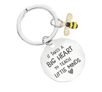 Porte-clés « It Takes A Big Heart To Shape Little Minds » - Cadeau pour enseignant, Argenté., taille unique