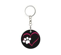 Porte-Clés J'aime mon cœur patte chien, Chaîne De Clés Métal Porte Clef Keychain pour Femme Hommes