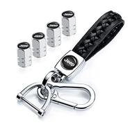 Porte-clés Jeep avec bouchons de valve, porte-clés en cuir et bouchons de valve Combo pour Jeep Grand Cherokee Wrangler Compass Renegade Patriot Grand Comander