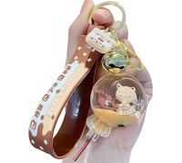 Porte-clés Kawaii, ours liquide créatif intéressant flottant au lait, thé au lait, porte-bonheur, ours marron, lollipop, taille unique