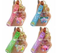 Porte-clés Kawaii Ours Liquide Flottant Sable Mobile Créatif Porte-clés Ours Porte-clés Chanceux Bouteille Porte-clés, Quatre couleurs., taille unique