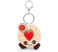 Keel Toys Porte-clés peluche Biscuit sablé à la fraise recyclé 10 cm Rouge