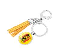 Porte-clés Kill Bill The Bride en métal argenté avec pampille en cuir et pendentif pour sac, ornement de film, marron, 25