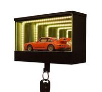 Porte-clés - Lampe de garage de 10,2 cm | Matériau ABS - Miroir illusion 3D de 10,7 cm avec lumière à induction LED et crochets magnétiques, cette boîte rechargeable USB assure une organisation