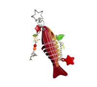 Porte-clés lanière de téléphone rétro perlé, avec breloque poisson et étoile, décoration de multi-usage en résine pour portefeuille, de téléphone artistique