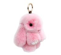 Porte-clés lapin - Adorable charme en peluche pour femmes et filles, idéal pour sac à main ou sac à dos, charme pour baume à lèvres fait main avec pompon doux, mini porte-clés lapin pour sac d'école