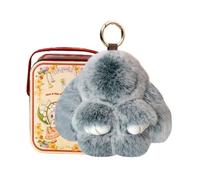 Porte-clés Lapin Bélier avec Boîte Luxueuse, 2026 Fait Main Pompon Lapin Doux, Charme de Porte-clés Rabbit en Peluche, Anneau Mignon Bunny aux Oreilles Tombantes, Mini Câlin Bunny Cadeau de Pâques