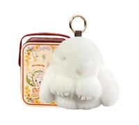 Porte-clés Lapin Bélier avec Boîte Luxueuse, 2026 Fait Main Pompon Lapin Doux, Charme de Porte-clés Rabbit en Peluche, Anneau Mignon Bunny aux Oreilles Tombantes, Mini Câlin Bunny Cadeau de Pâques