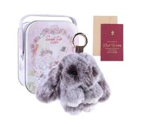 Porte-clés Lapin duveteux Lulu, Charm Pompon en Peluche Artisanale avec Boîte Élégante, Mignon Porte-clé Lapin pour Sac à Main, Idéal Cadeau pour Femmes et Filles, Pâques & Anniversaire
