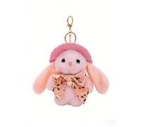 Porte-clés lapin en peluche 13 cm - Chapeau SD QD - Rose