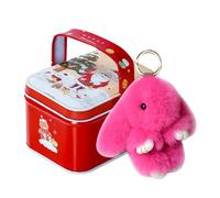 Porte-clés lapin en peluche - Porte-clés en peluche en forme de lapin fait à la main | Breloque de sac en forme de lapin mignon avec boîte , porte-clés moelleux pour homme et femme, rose foncé,
