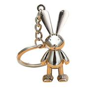 Porte-clés lapin mignon en métal 3D réaliste en forme de lapin porte-clés de voiture, sac à main, sac à dos, pendentif décoratif pour femmes et filles - Cadeau de Nouvel An chinois 2023 - Cadeau