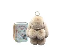 Porte-Clés Lapin Peluche avec Boîte - Porte-clés fait main petit lapin Lulu, Pendentif Pompon Lapin Mignon pour Femme, Sac à Main, Sac à Dos, Clé Voiture, Décoration Cadeau Original Peluche Animaux
