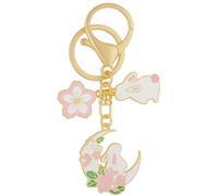Porte-Clés Lapin, Porte Bunny de Sac pour Femmes | Cadeaux de Porte-Clé Lune avec Fleurs Roses et Accents Lunaires pour Elle Amies