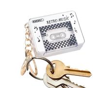 Porte-clés lecteur de cassette, pendentif porte-clés cassette avec 10 chansons - porte-clés lecteur vintage - pour sac à dos, sac à main, fête, voyage, maison, bureau, trajet en ole
